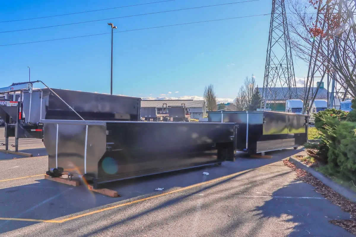 Roll-off dumpster ready for waste disposal at job site for Construction Dumpster Rental in Bridgeport